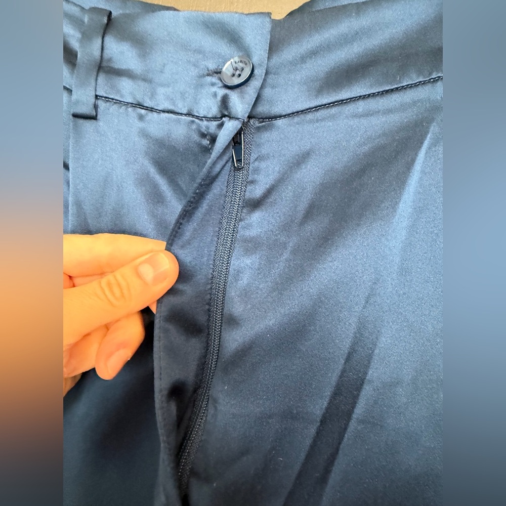 Sablyn Emerson Pleated Silk Pants in Midnight Navy, Size Small - Picture 7 of 16
